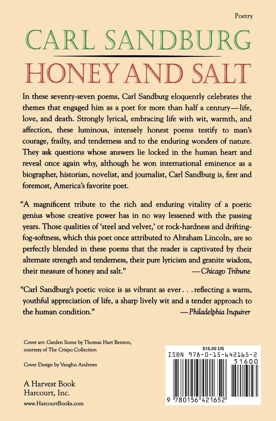 Rückseite: 9780156421652 | Honey and Salt | Carl Sandburg | Taschenbuch | Englisch