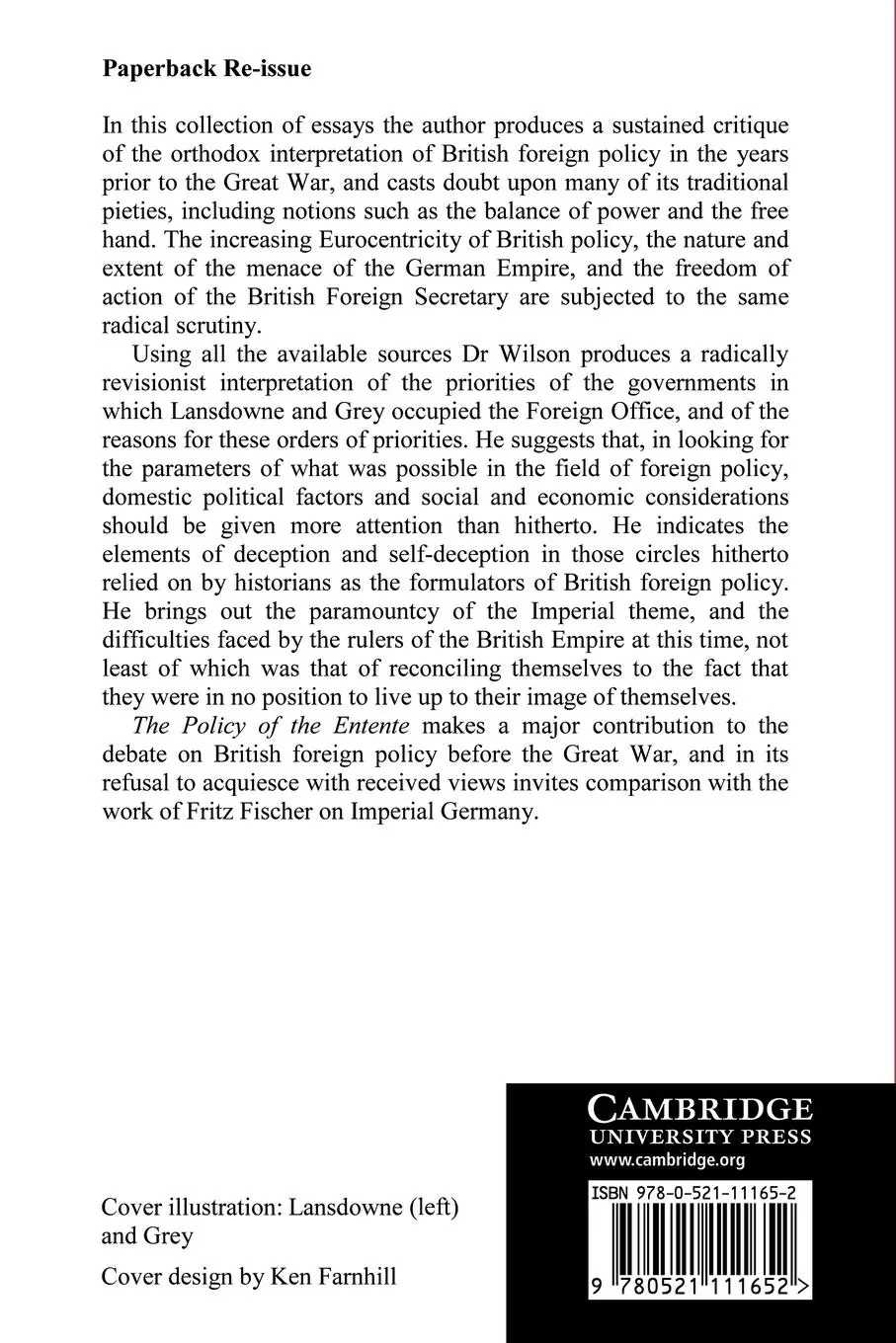Rückseite: 9780521111652 | The Policy of the Entente | Keith M. Wilson | Taschenbuch | Englisch
