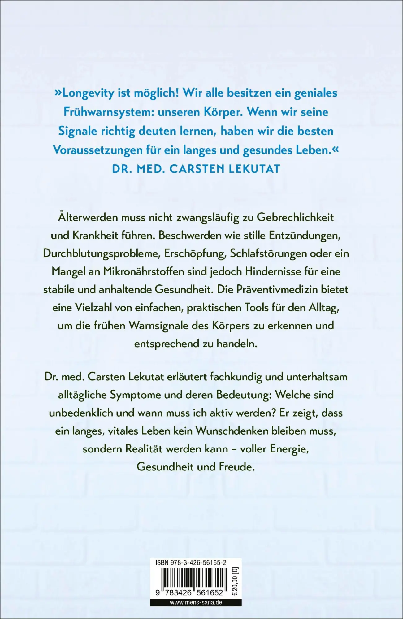 Rückseite: 9783426561652 | Der Vital-Code | Carsten Lekutat | Buch | 256 S. | Deutsch | 2025
