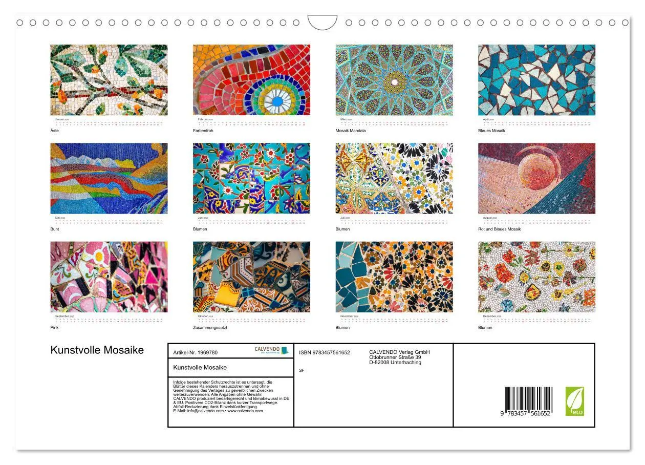 Bild: 9783457561652 | Kunstvolle Mosaike (Wandkalender 2026 DIN A3 quer), CALVENDO...