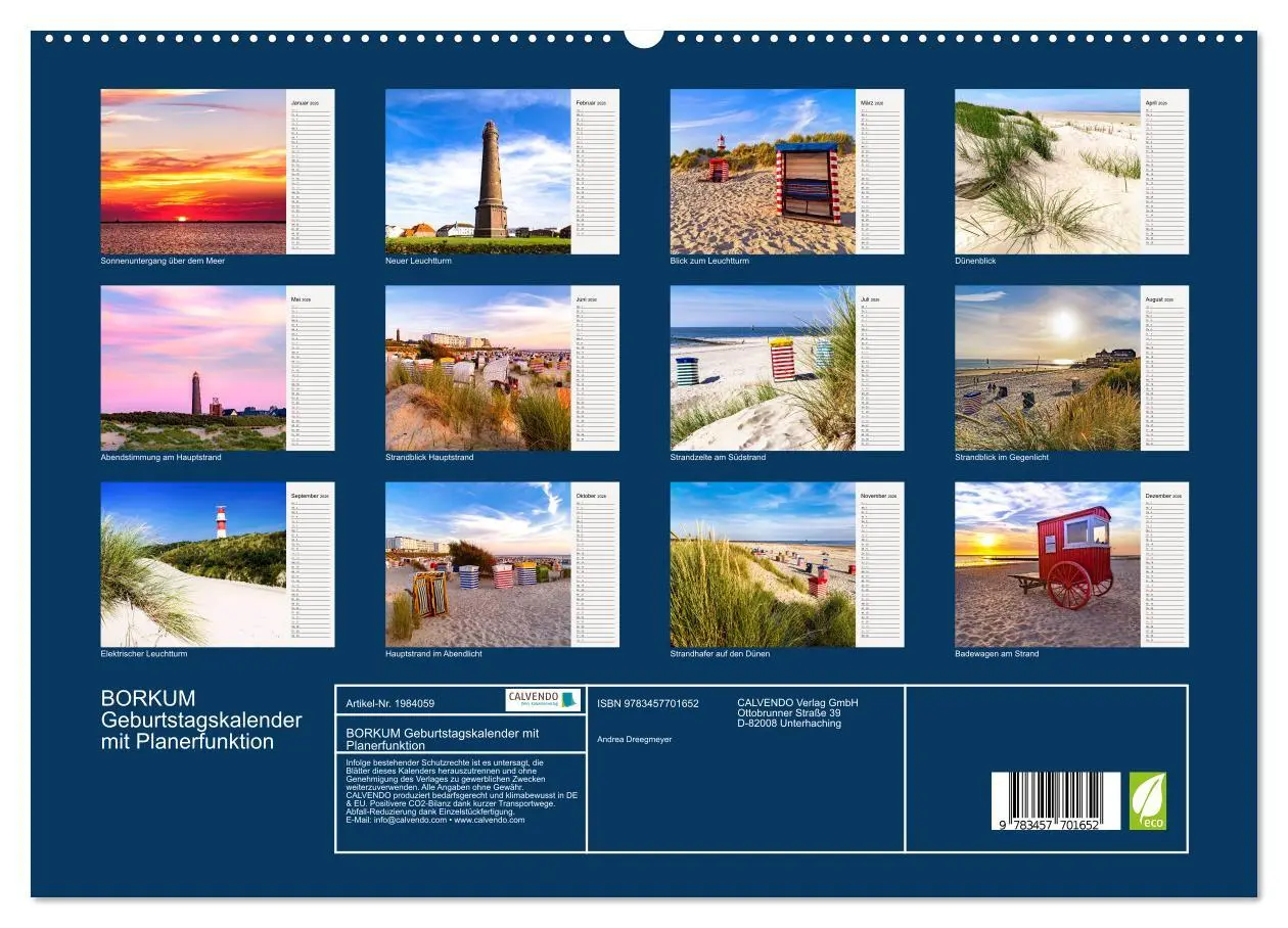Bild: 9783457701652 | BORKUM Geburtstagskalender mit Planerfunktion (hochwertiger Premium...