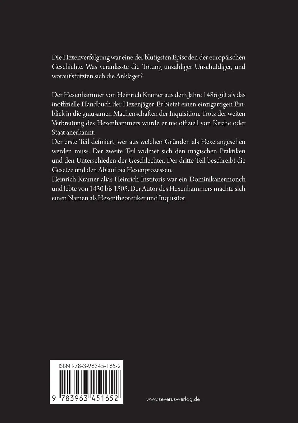 Rückseite: 9783963451652 | Der Hexenhammer | Zweiter Teil | Heinrich Kramer | Taschenbuch | 2021