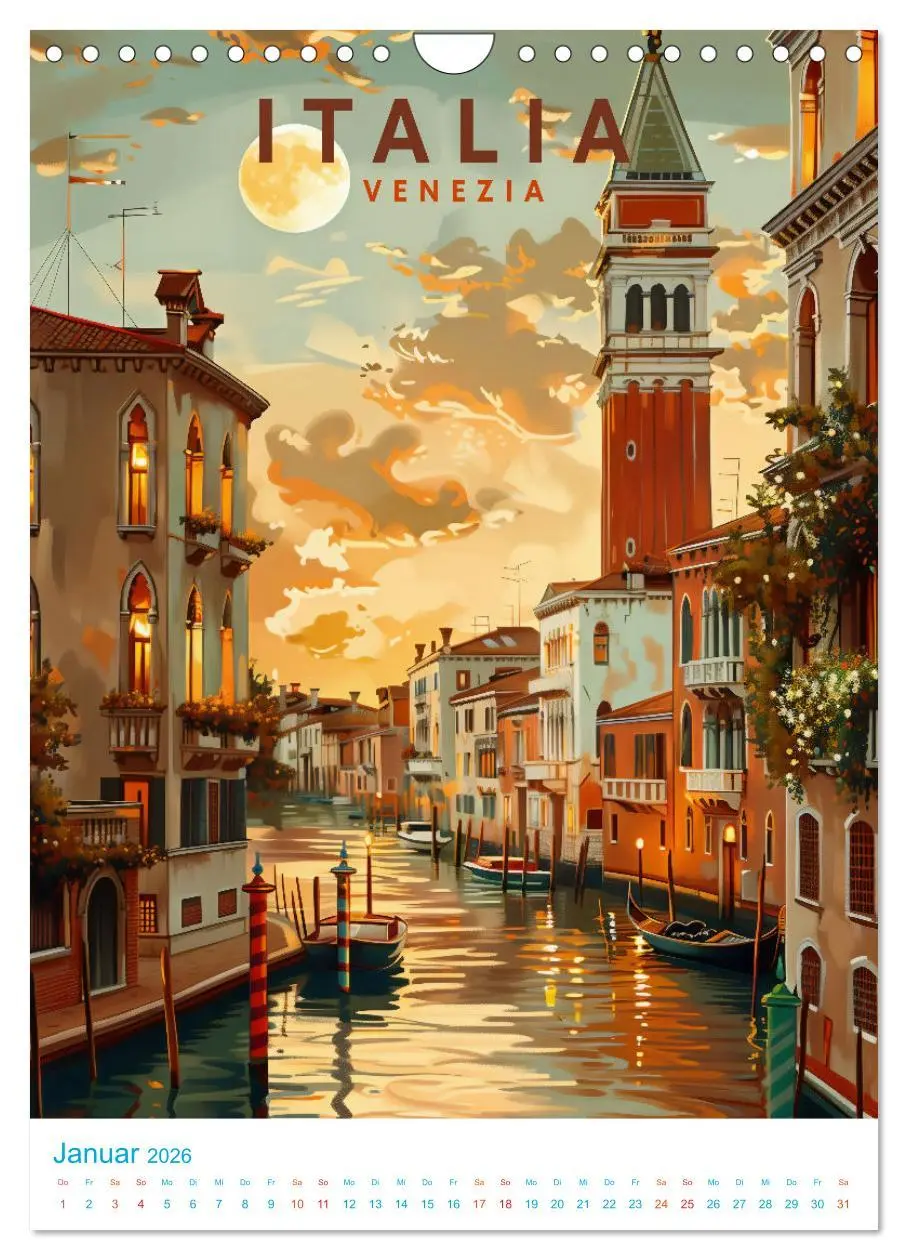 Bild: 9783516261752 | Italien - Old School Poster Style (Wandkalender 2026 DIN A4 hoch),...
