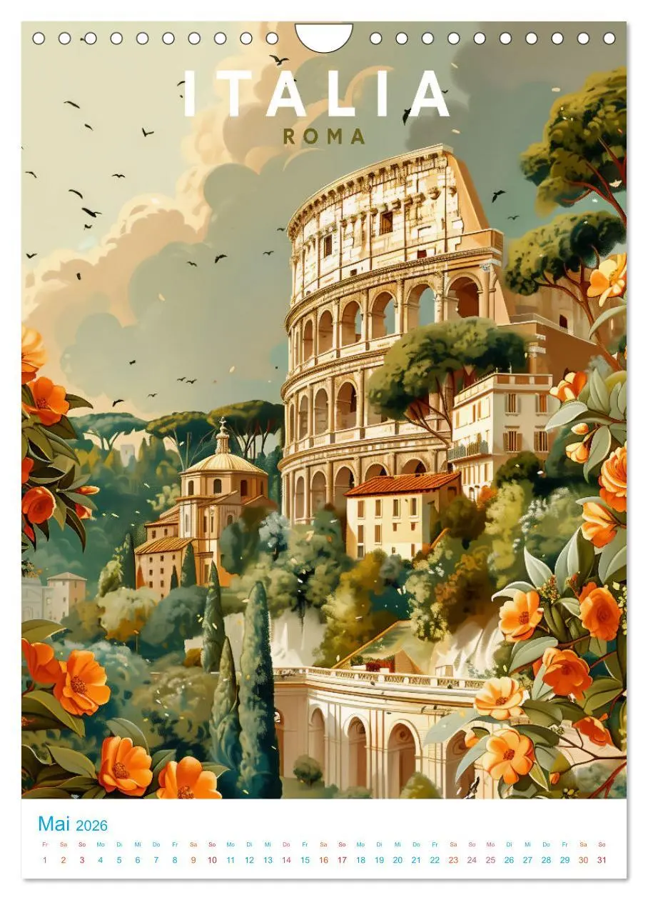 Bild: 9783516261752 | Italien - Old School Poster Style (Wandkalender 2026 DIN A4 hoch),...