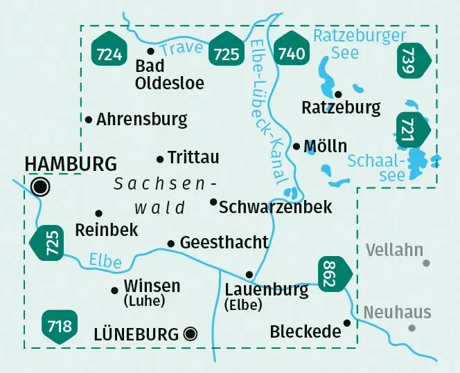 Bild: 9783991541752 | KOMPASS Wanderkarte 722 Herzogtum Lauenburg, Sachsenwald, Elbe...