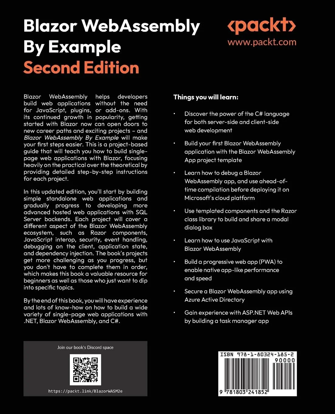 Rückseite: 9781803241852 | Blazor WebAssembly By Example - Second Edition | Toi B. Wright | Buch