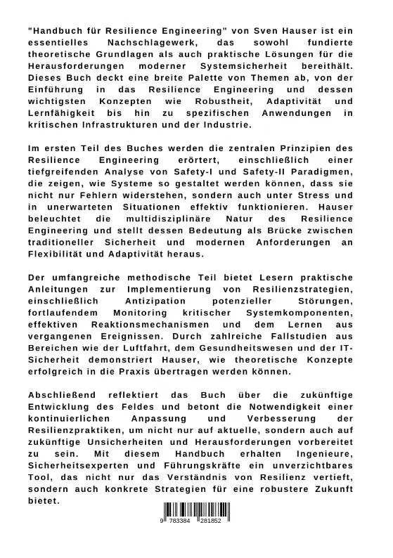 Rückseite: 9783384281852 | Handbuch für Resilience Engineering | Sven Hauser | Taschenbuch | 2024