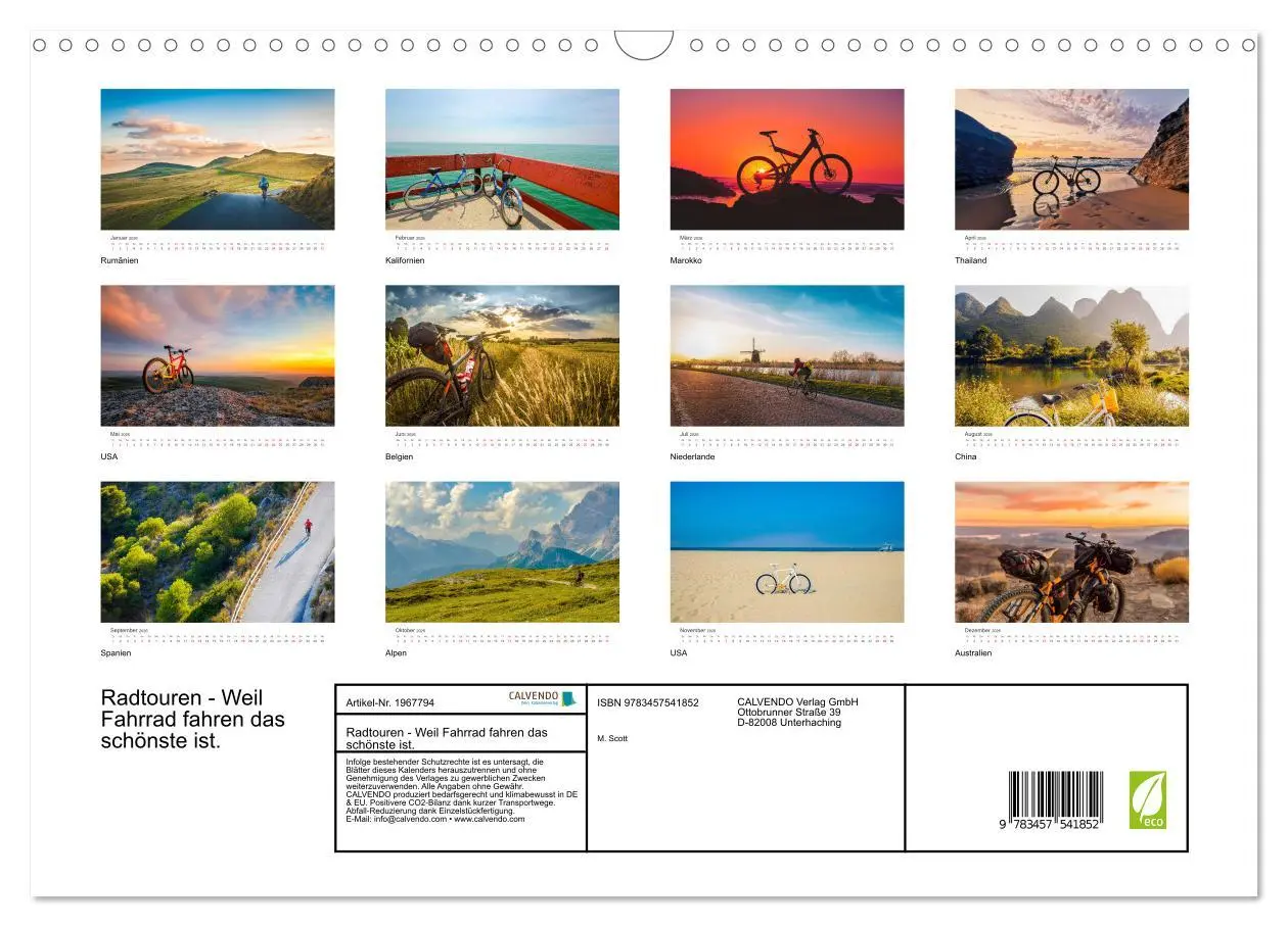 Bild: 9783457541852 | Radtouren - Weil Fahrrad fahren das schönste ist. (Wandkalender...