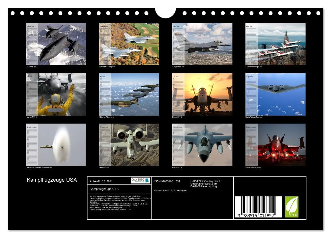 Bild: 9783516011852 | Kampfflugzeuge USA (Wandkalender 2026 DIN A4 quer), CALVENDO...