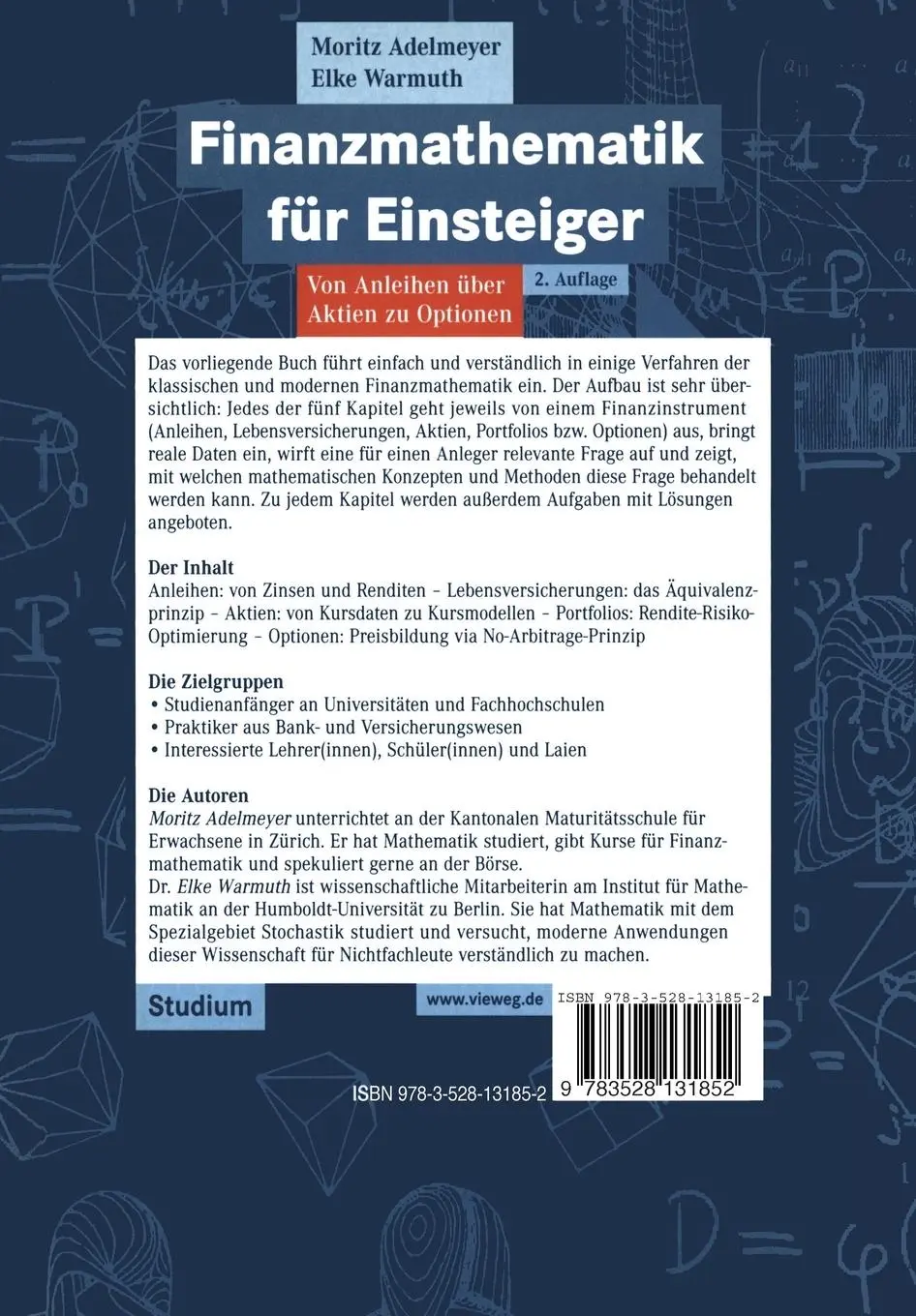 Rückseite: 9783528131852 | Finanzmathematik für Einsteiger | Von Anleihen über Aktien zu Optionen