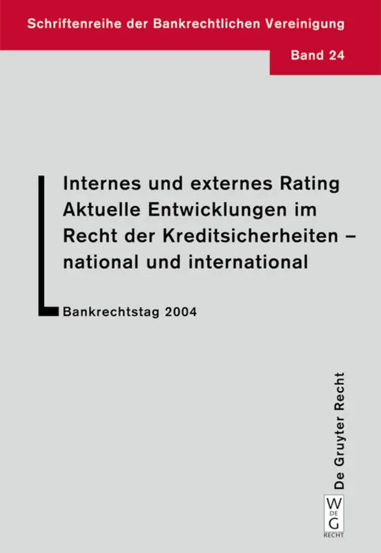 Cover: 9783899491852 | Internes und externes Rating. Aktuelle Entwicklungen im Recht der...