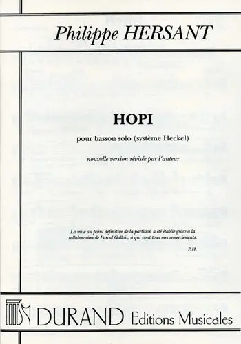 Cover: 9790044071852 | Hopi | Philippe Hersant | Einzelstimme | 1994 | Editions Durand