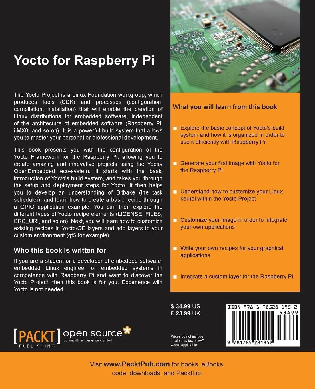 Rückseite: 9781785281952 | Yocto for Raspberry Pi | Pierre-Jean Texier (u. a.) | Taschenbuch