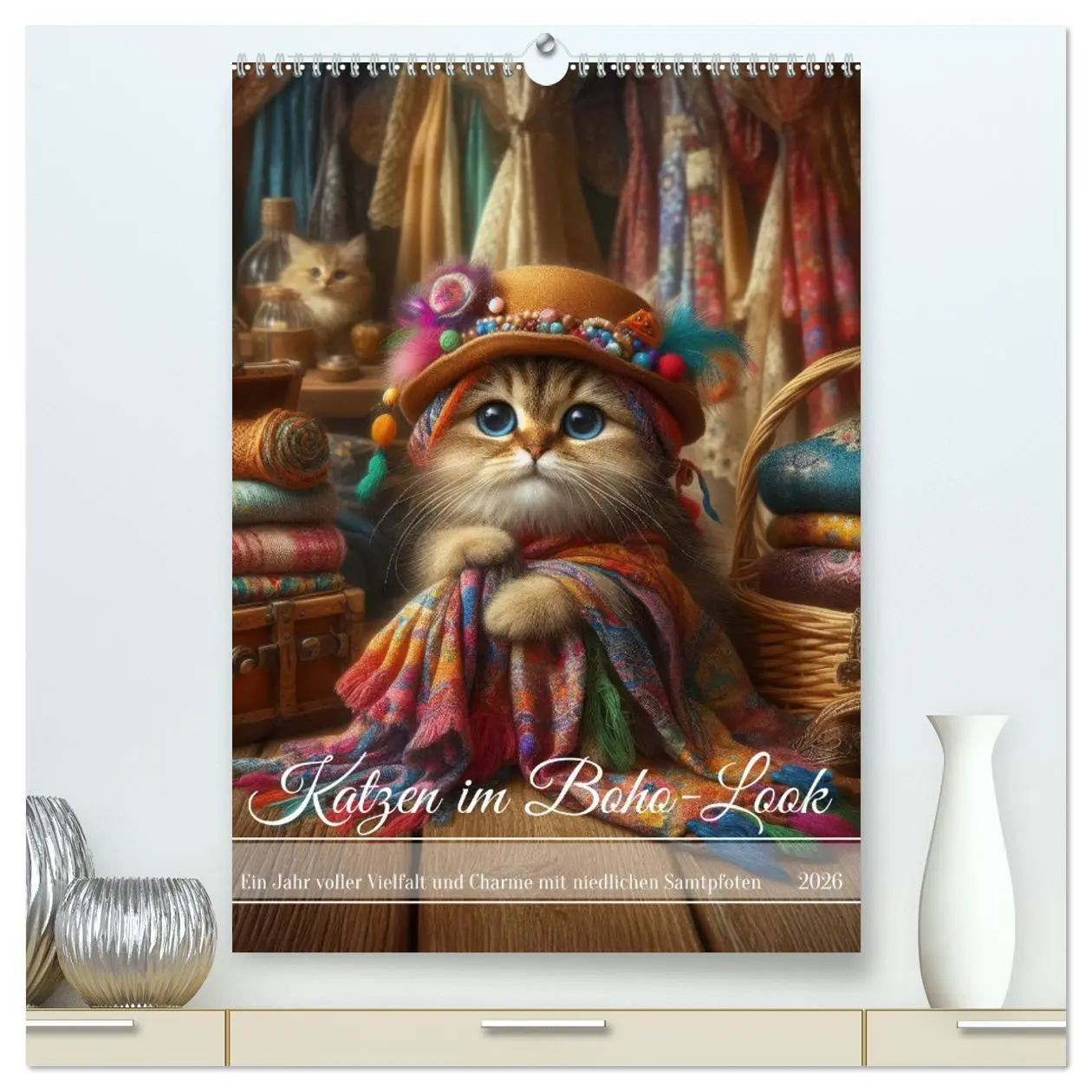 Cover: 9783516241952 | Katzen im Boho-Look - Ein Jahr voller Vielfalt und Charme mit...