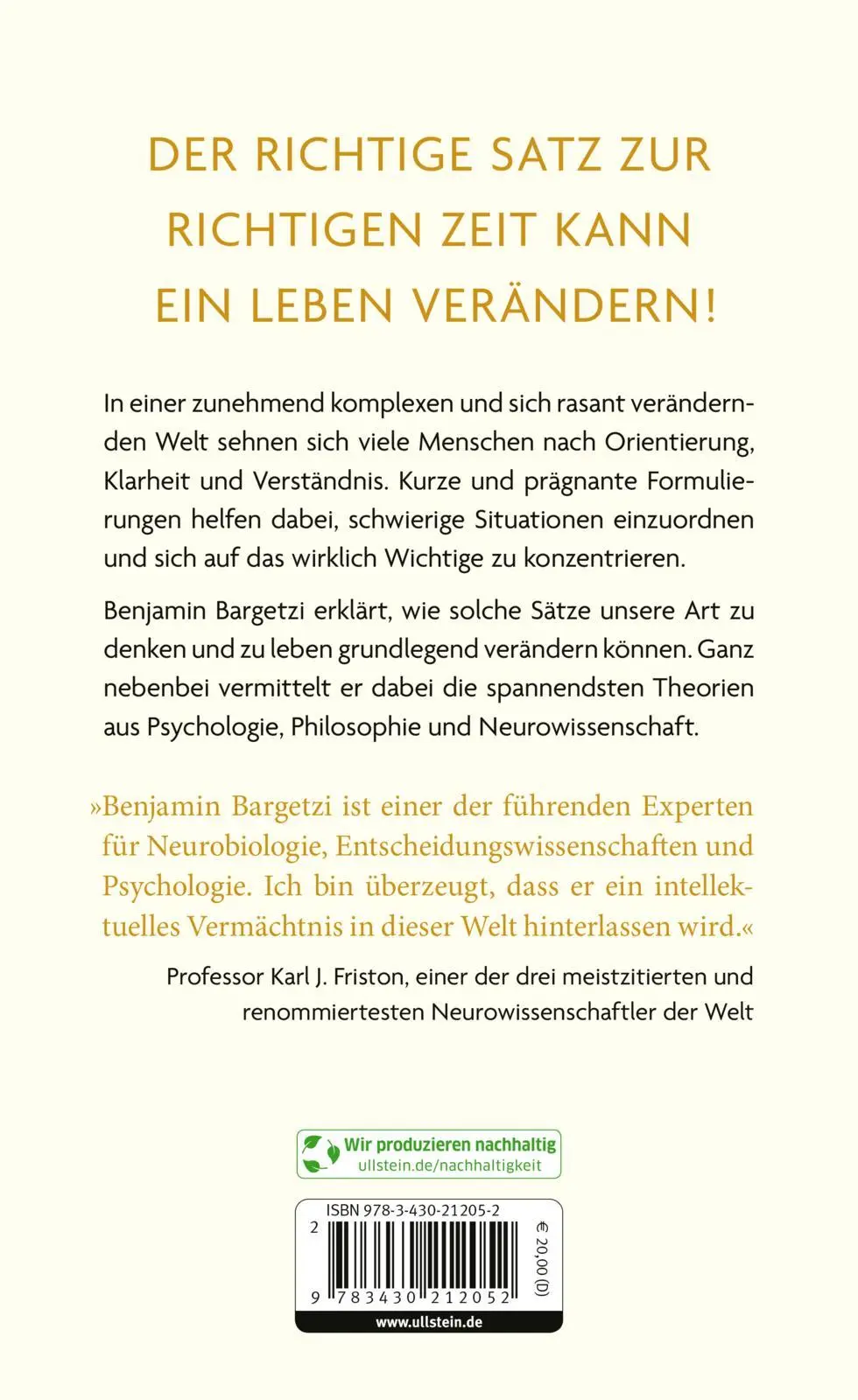 Rückseite: 9783430212052 | Nie wieder sinnlos | Benjamin B. Bargetzi | Buch | 336 S. | Deutsch