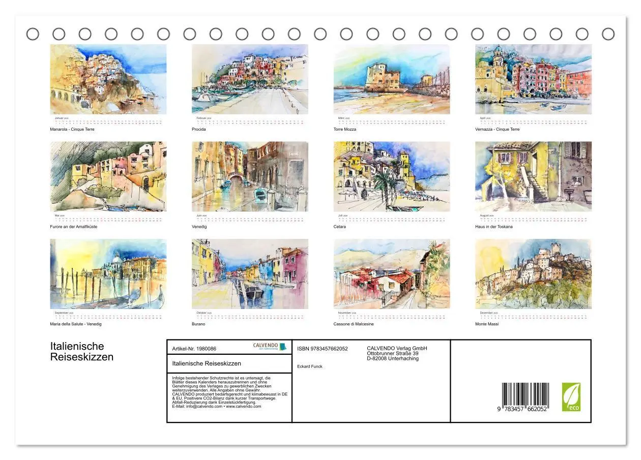 Bild: 9783457662052 | Italienische Reiseskizzen (Tischkalender 2026 DIN A5 quer),...