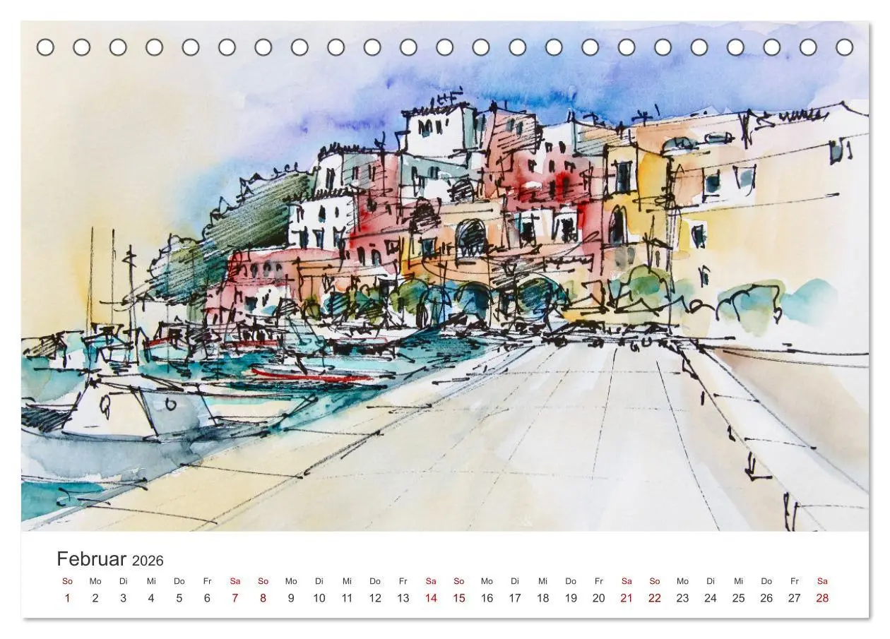 Bild: 9783457662052 | Italienische Reiseskizzen (Tischkalender 2026 DIN A5 quer),...