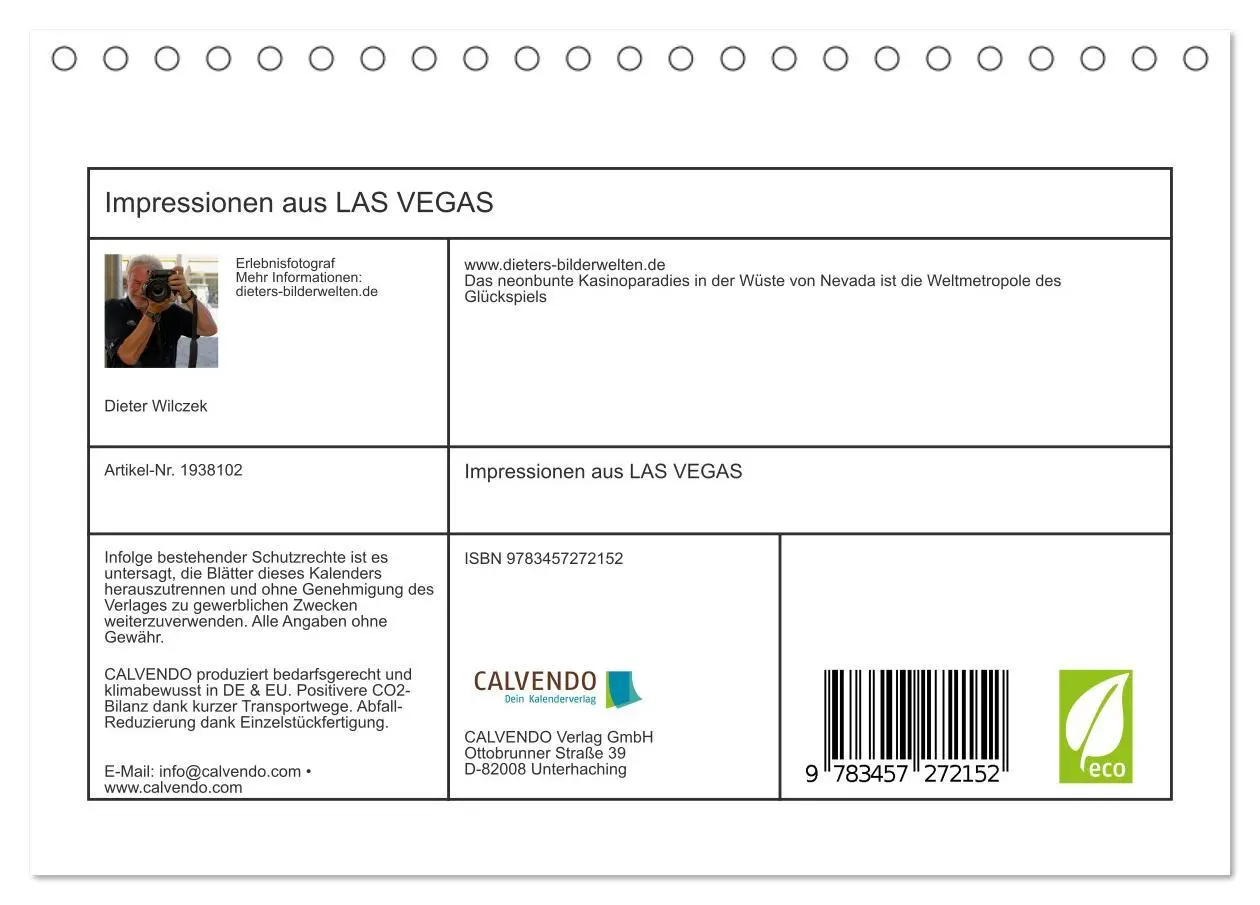 Bild: 9783457272152 | Impressionen aus LAS VEGAS (Tischkalender 2026 DIN A5 quer),...