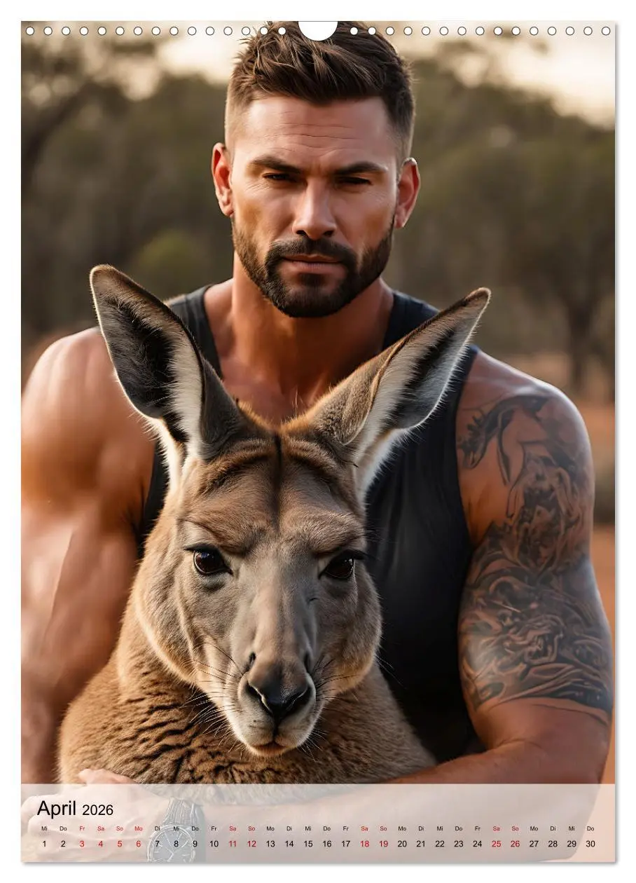 Bild: 9783516292152 | Verwegene Kerle - Muskeln, Tattoos und wilde Tiere (Wandkalender...