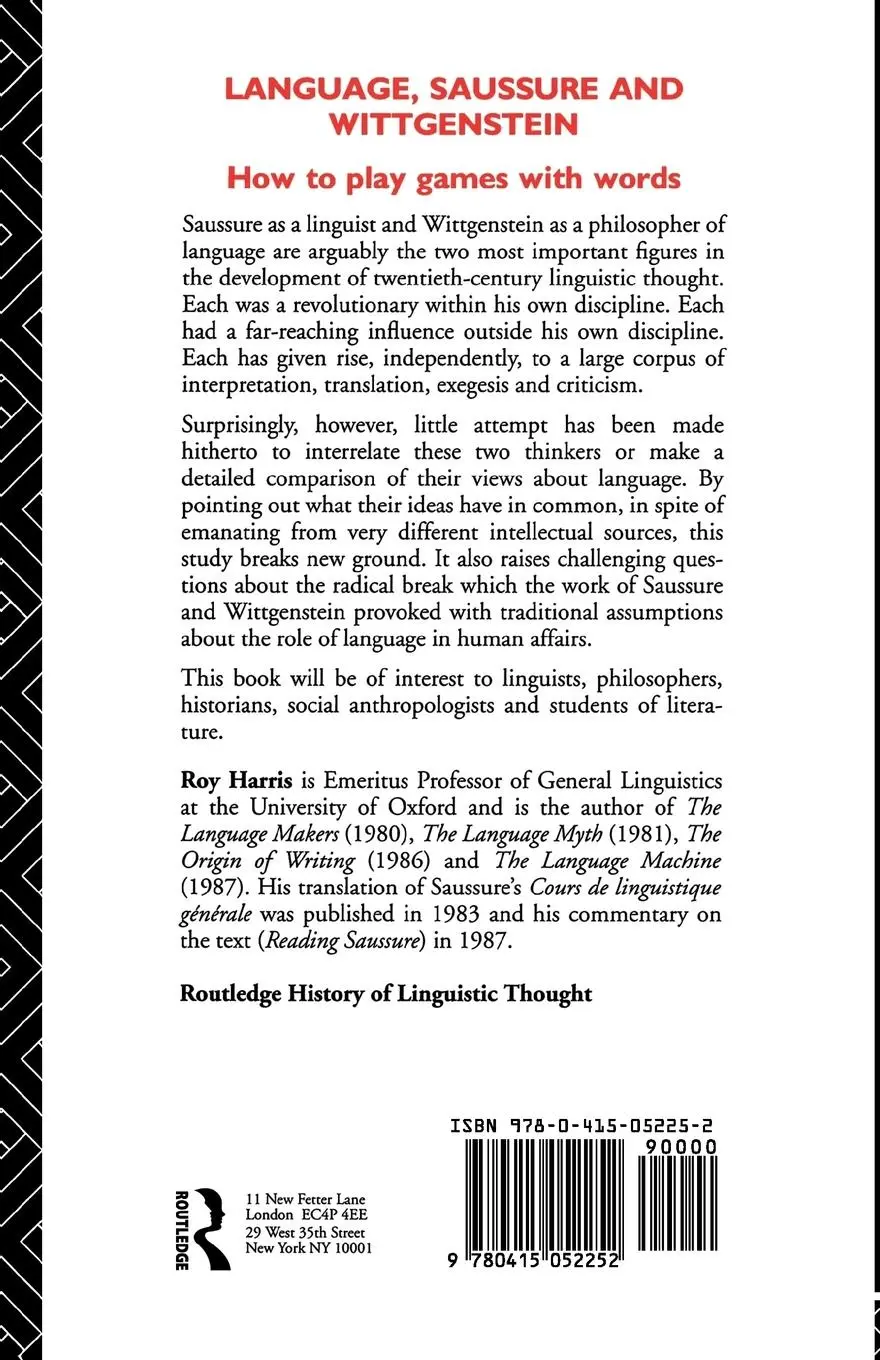 Rückseite: 9780415052252 | Language, Saussure and Wittgenstein | How to Play Games with Words