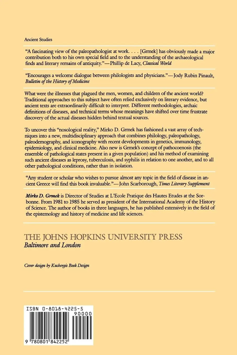 Rückseite: 9780801842252 | Diseases in the Ancient Greek World | Mirko D. Grmek | Taschenbuch