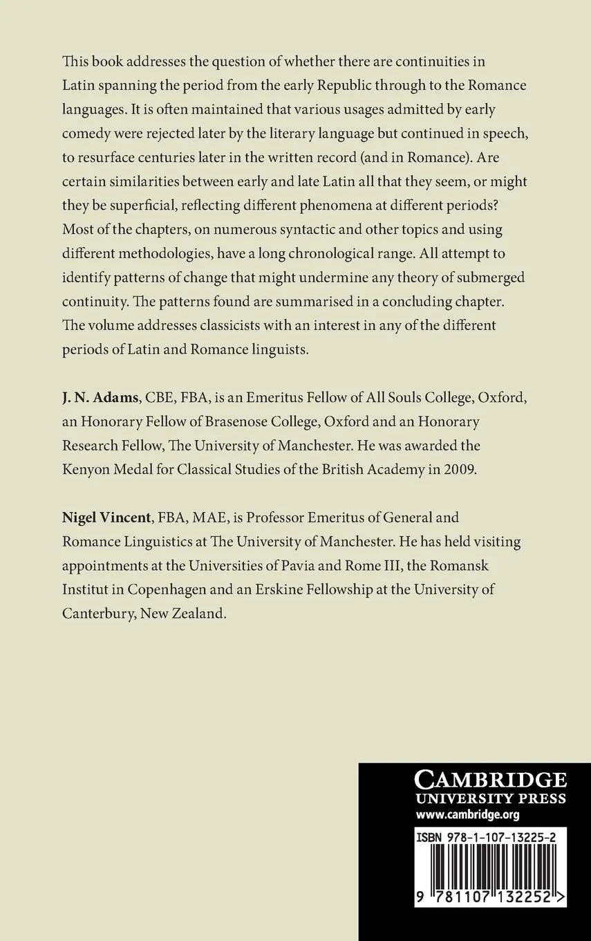 Rückseite: 9781107132252 | Early and Late Latin | J. N. Adams (u. a.) | Buch | Gebunden | 2016