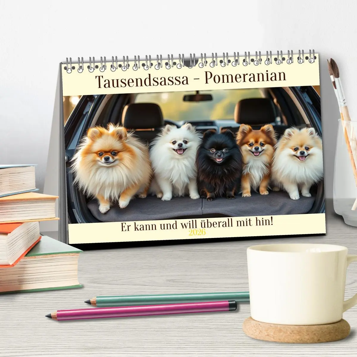 Bild: 9783516592252 | Tausendsassa - Pomeranian (Tischkalender 2026 DIN A5 quer),...