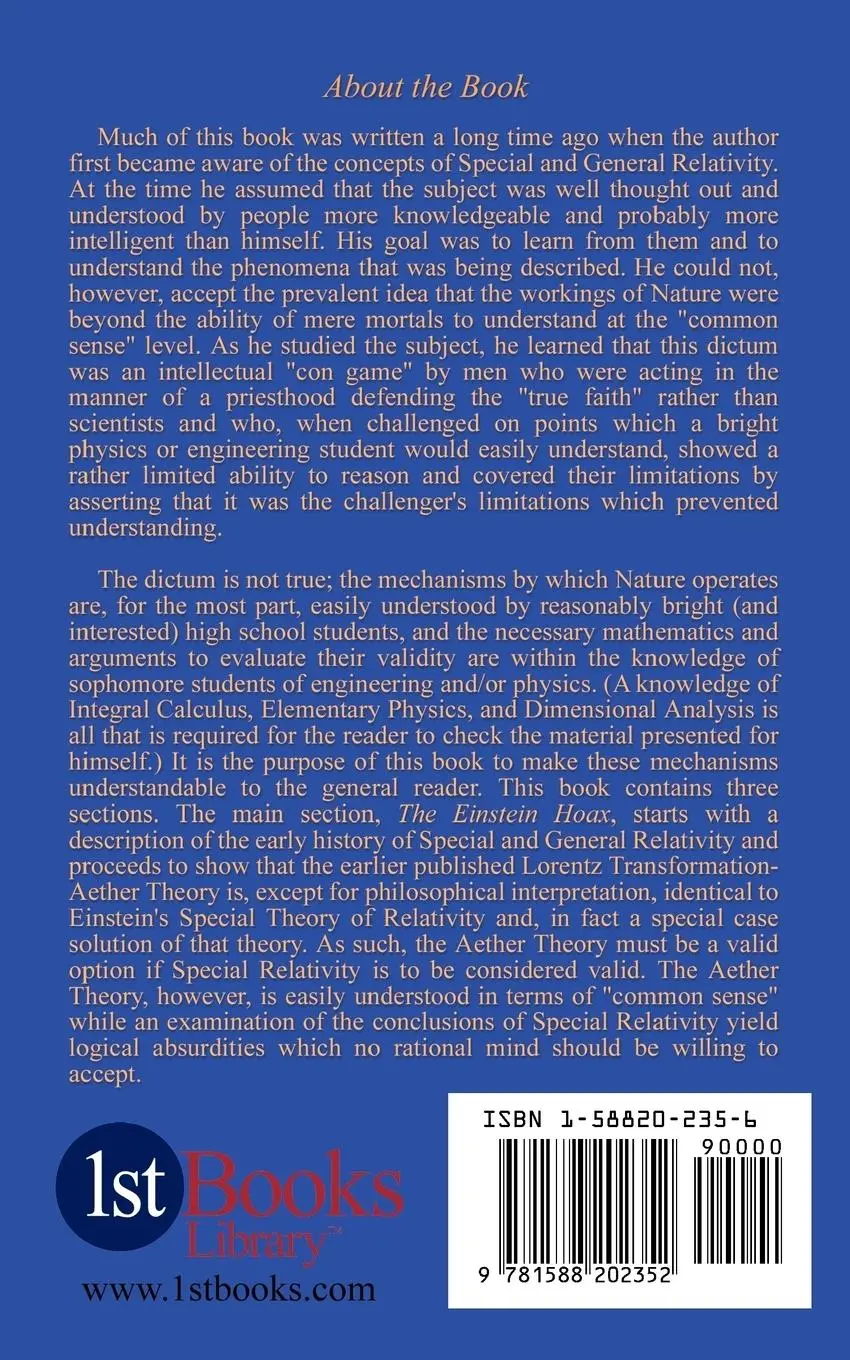 Rückseite: 9781588202352 | The Einstein Hoax | The Disastrous Intellectual War on Common Sense