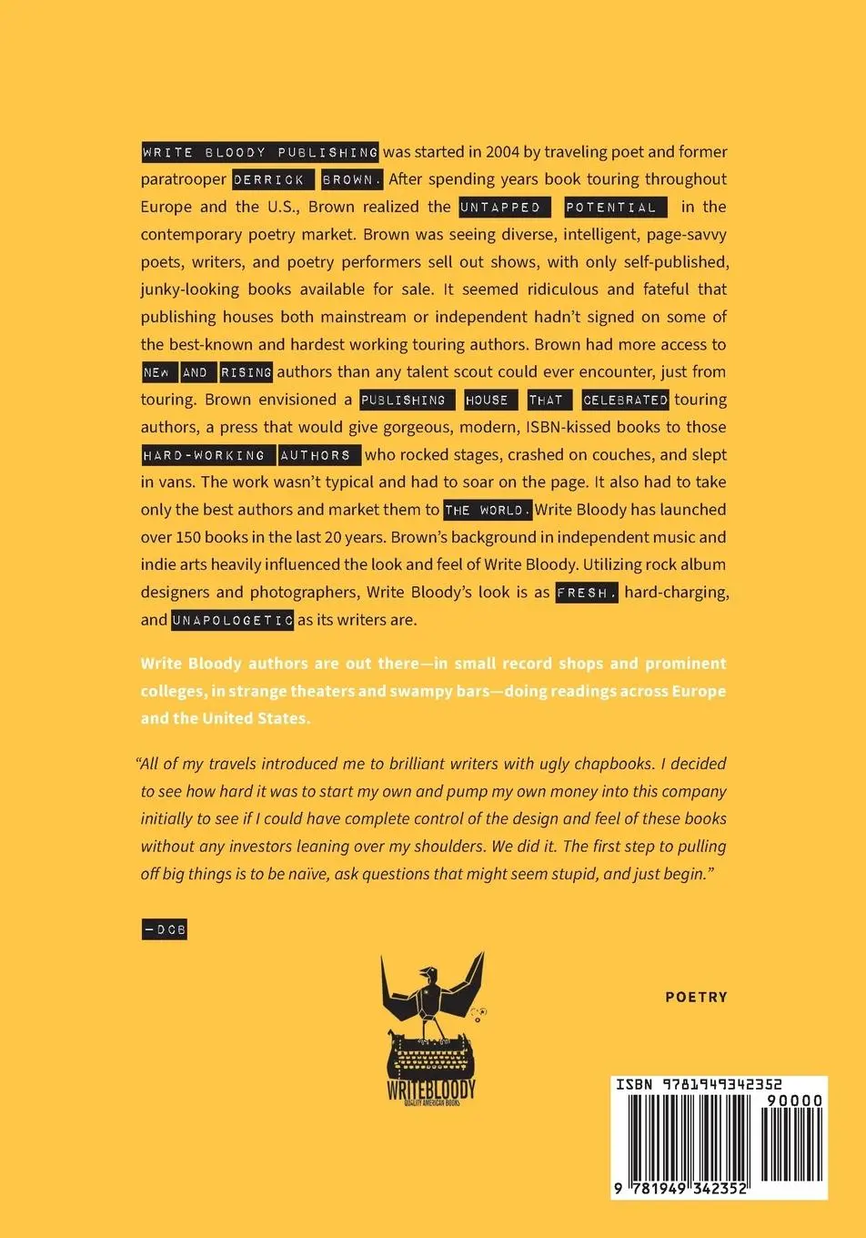 Rückseite: 9781949342352 | The Best of Write Bloody Anthology | Derrick C. Brown | Taschenbuch