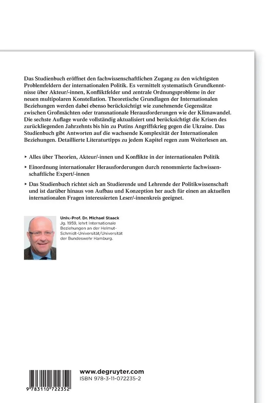 Rückseite: 9783110722352 | Einführung in die Internationale Politik | Studienbuch | Staack | Buch