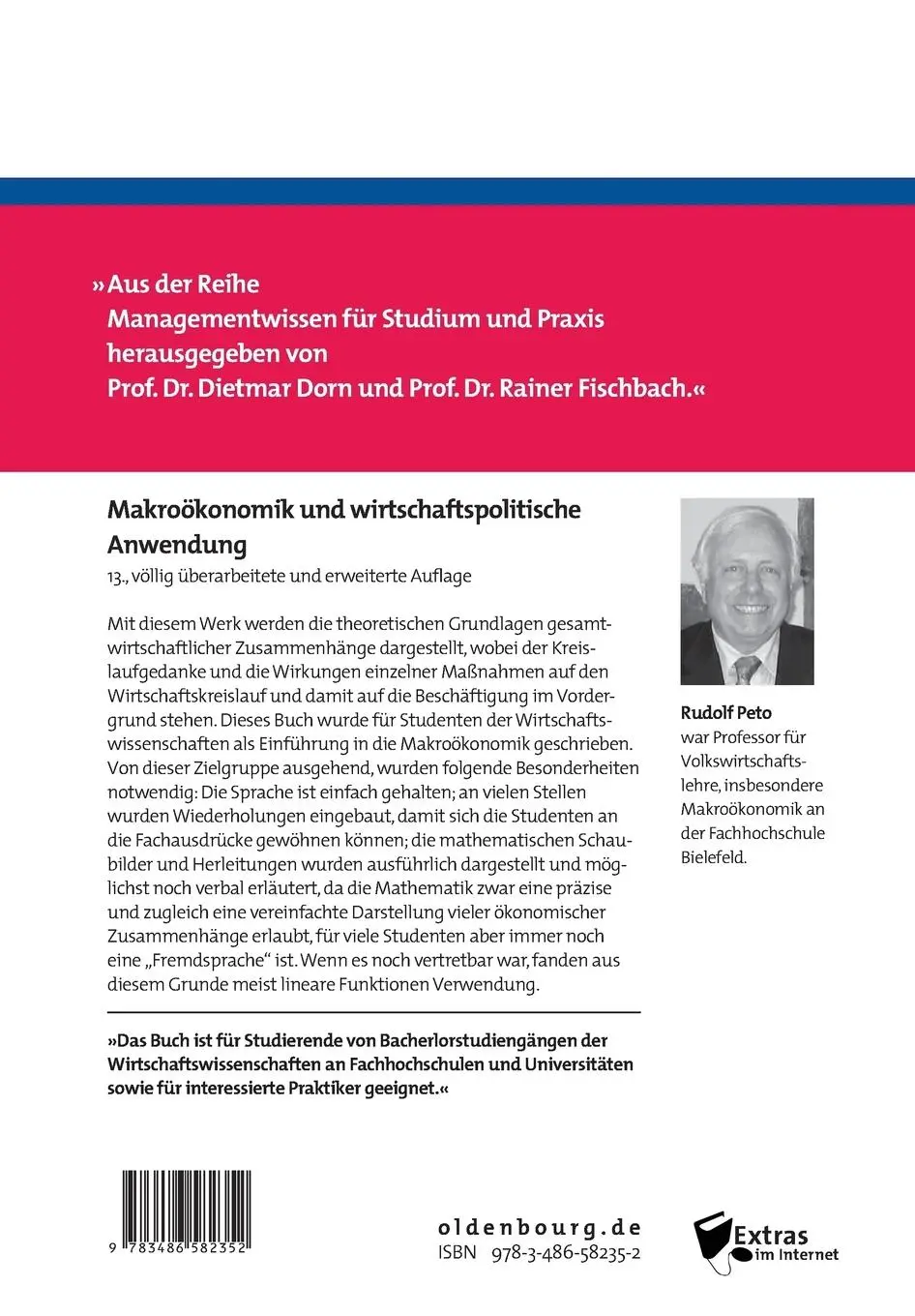 Rückseite: 9783486582352 | Makroökonomik und wirtschaftspolitische Anwendung | Rudolf Peto | Buch