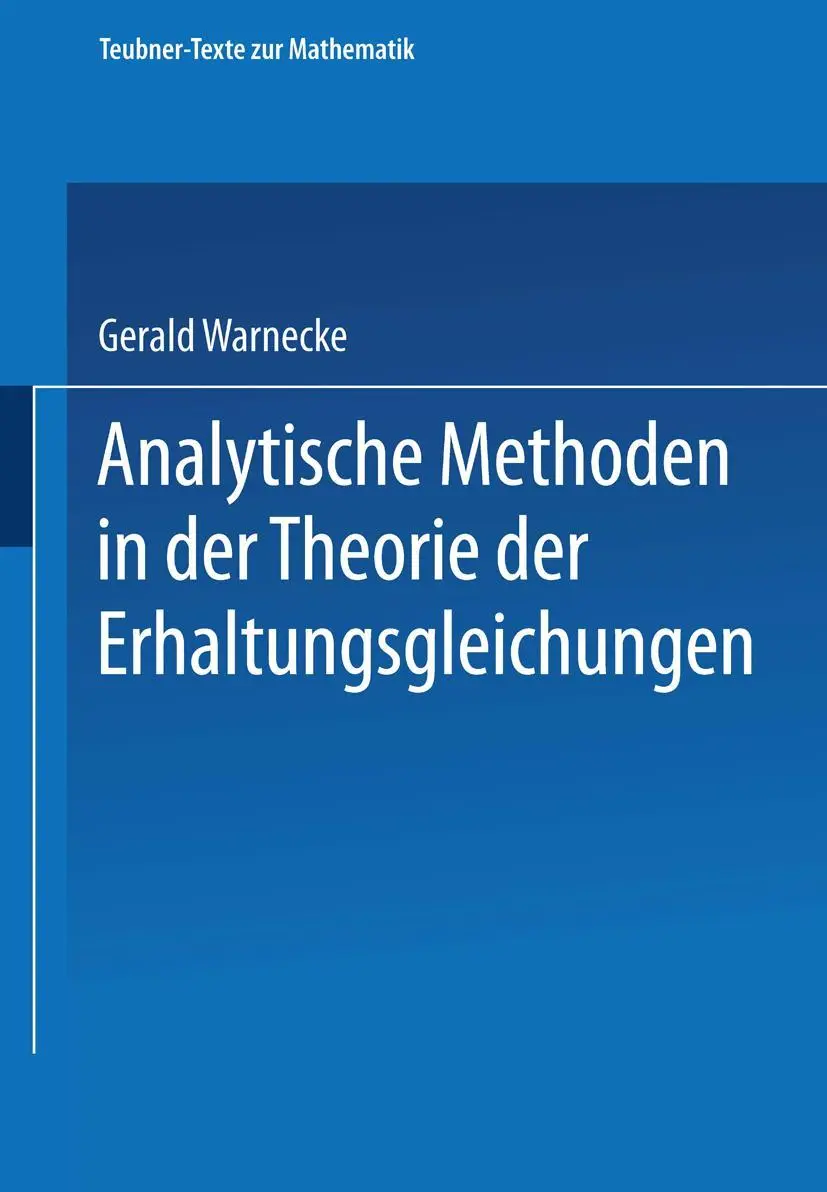 Cover: 9783519002352 | Analytische Methoden in der Theorie der Erhaltungsgleichungen | Buch