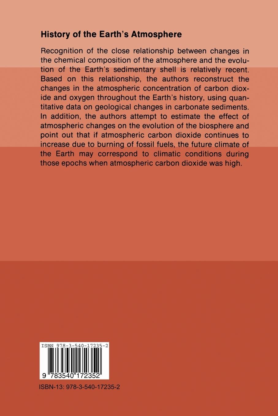 Rückseite: 9783540172352 | History of the Earth's Atmosphere | Michael I. Budyko (u. a.) | Buch