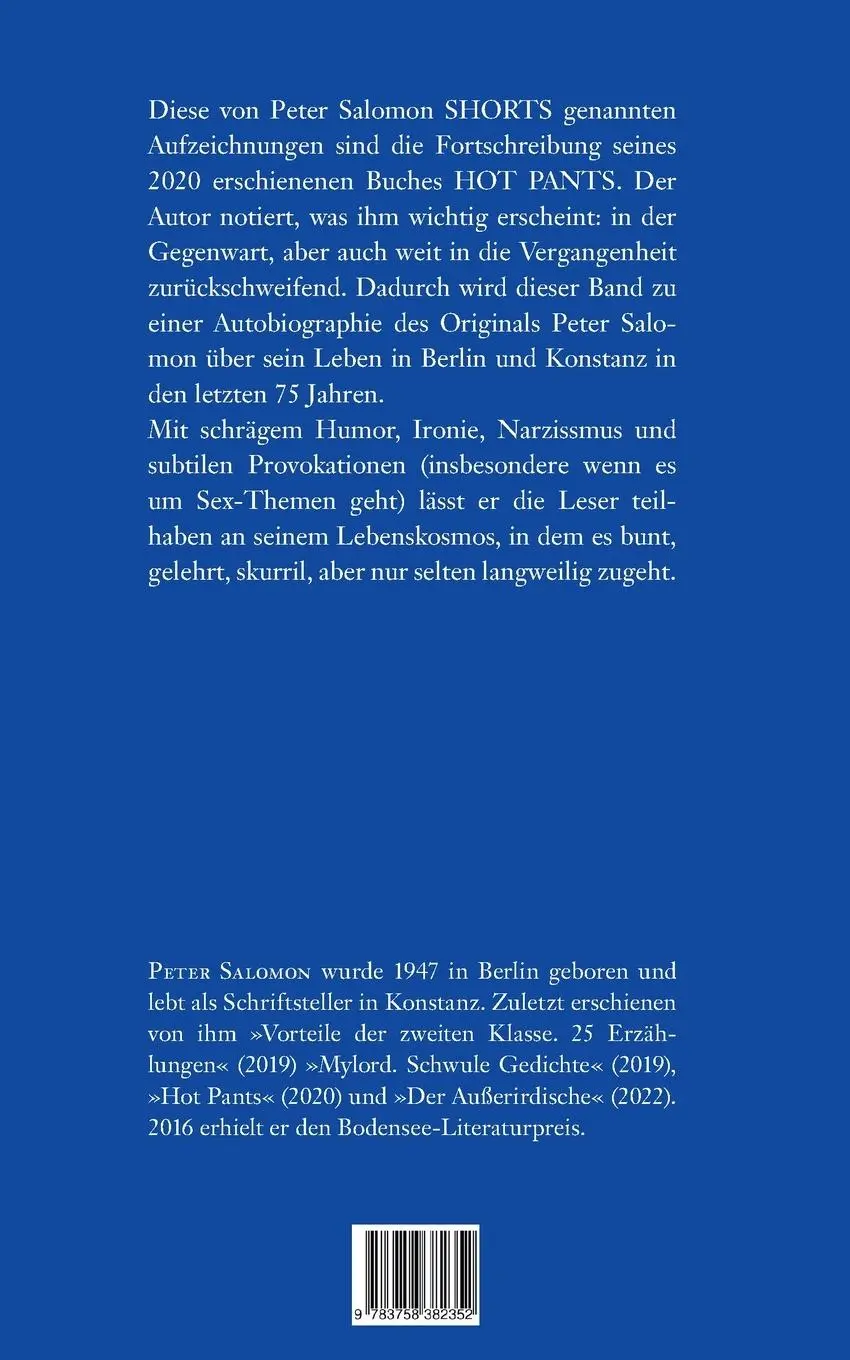 Rückseite: 9783758382352 | Shorts | Aufzeichnungen | Peter Salomon | Taschenbuch | 180 S. | 2024