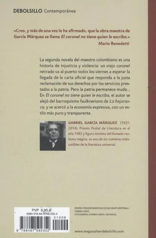 Rückseite: 9788497592352 | El coronel no tiene quien le escriba | Gabriel Garcia Marquez | Buch