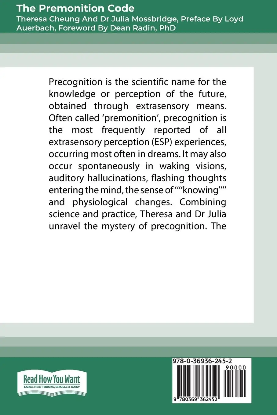 Rückseite: 9780369362452 | The Premonition Code (Large Print 16 Pt Edition) | Cheung (u. a.)