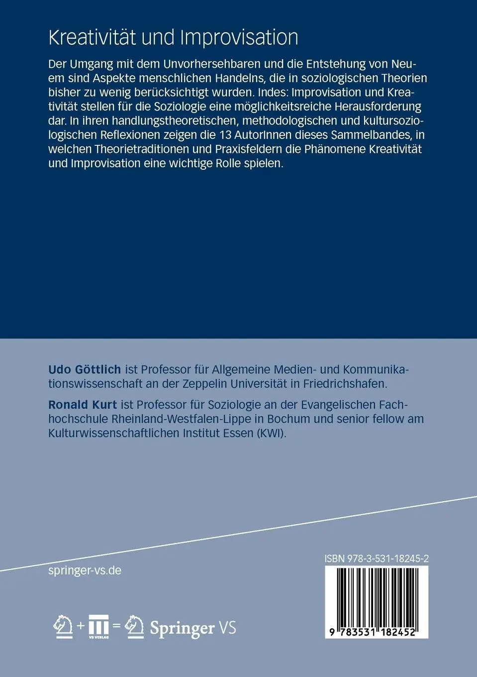 Rückseite: 9783531182452 | Kreativität und Improvisation | Soziologische Positionen | Taschenbuch