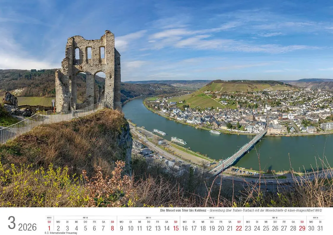 Bild: 9783965352452 | Mosel von Trier bis Koblenz 2026 Bildkalender A4 quer, spiralgebunden