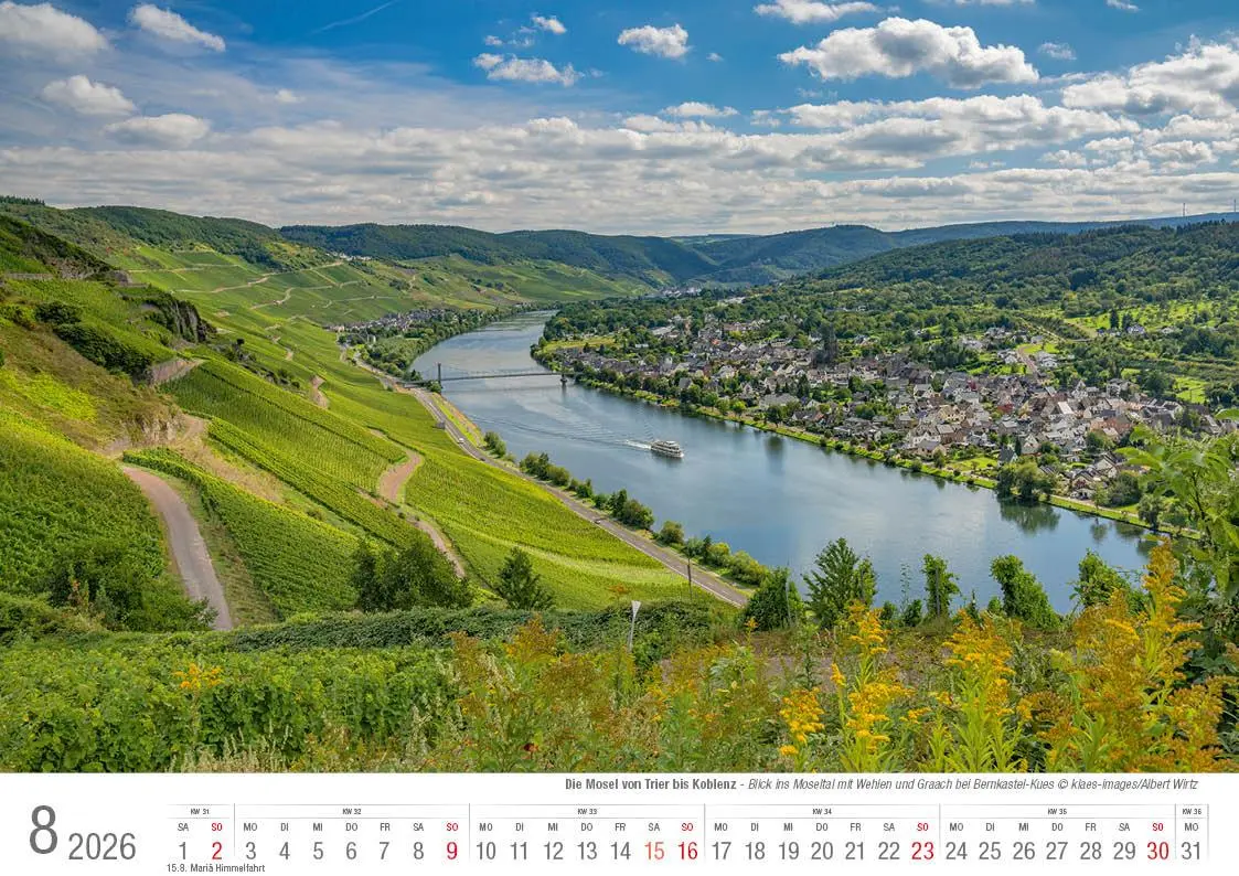 Bild: 9783965352452 | Mosel von Trier bis Koblenz 2026 Bildkalender A4 quer, spiralgebunden
