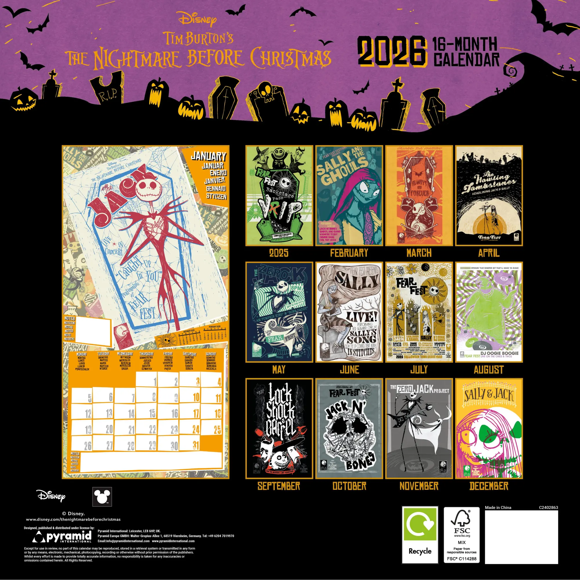 Rückseite: 9781804232552 | THE NIGHTMARE BEFORE CHRISTMAS - Broschürenkalender im Format 30 x 30