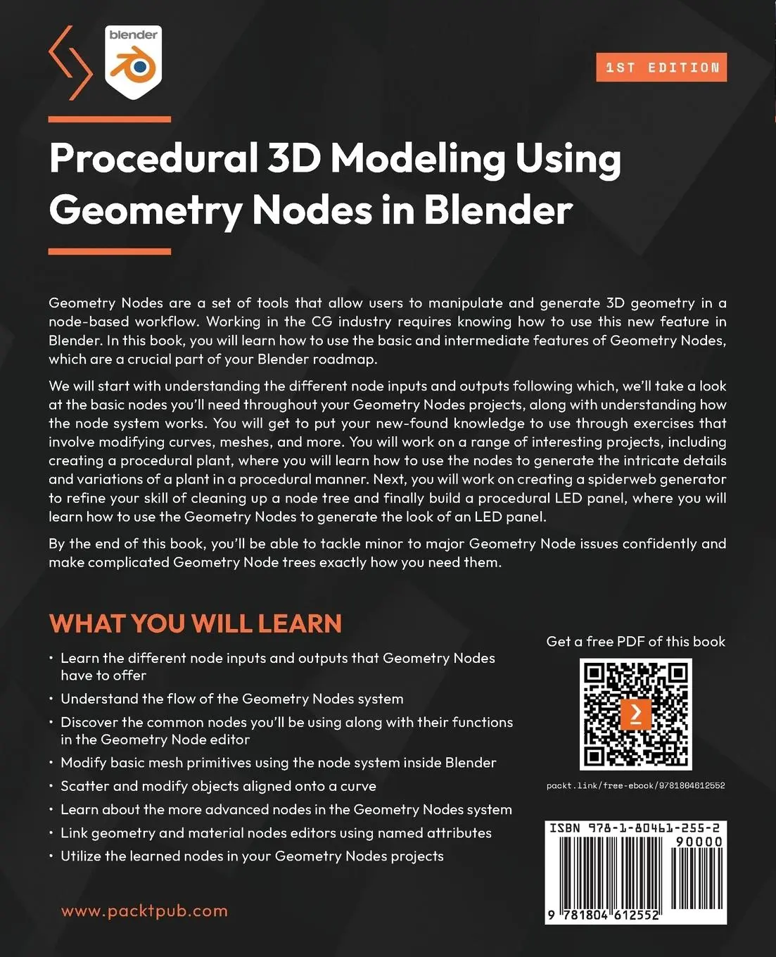 Rückseite: 9781804612552 | Procedural 3D Modeling Using Geometry Nodes in Blender | Siemen Lens