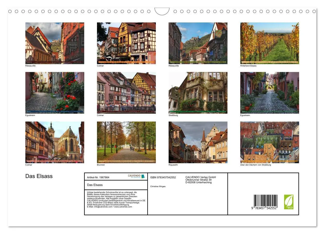 Bild: 9783457542552 | Das Elsass (Wandkalender 2026 DIN A3 quer), CALVENDO Monatskalender