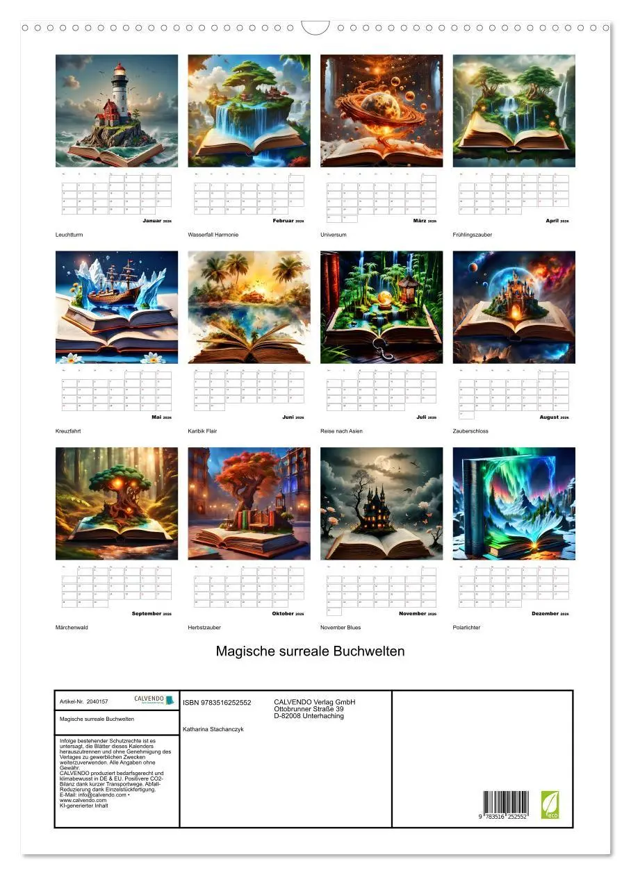 Bild: 9783516252552 | Magische surreale Buchwelten (Wandkalender 2026 DIN A2 hoch),...