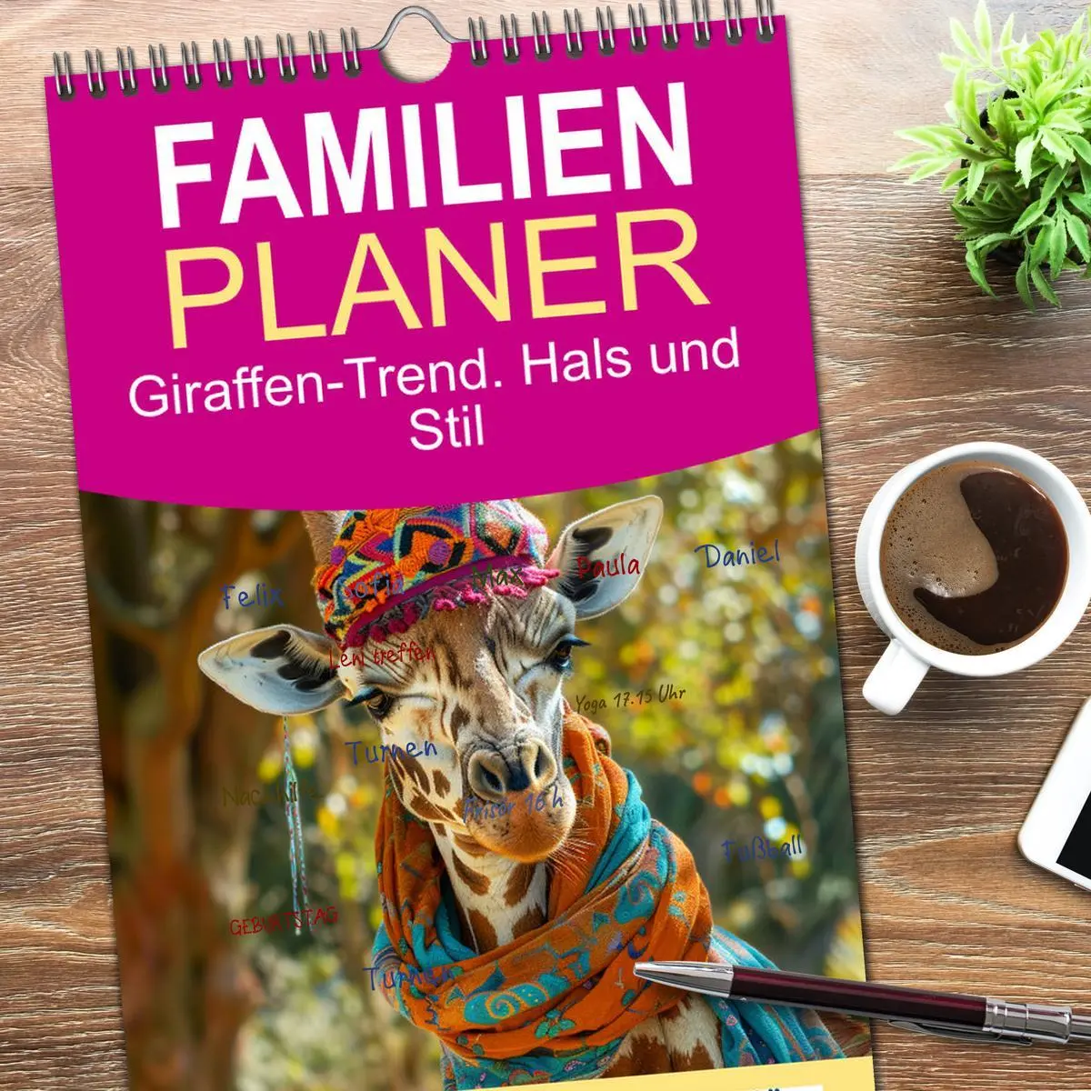 Bild: 9783516492552 | Familienplaner 2026 - Giraffen-Trend. Hals und Stil mit 5 Spalten...