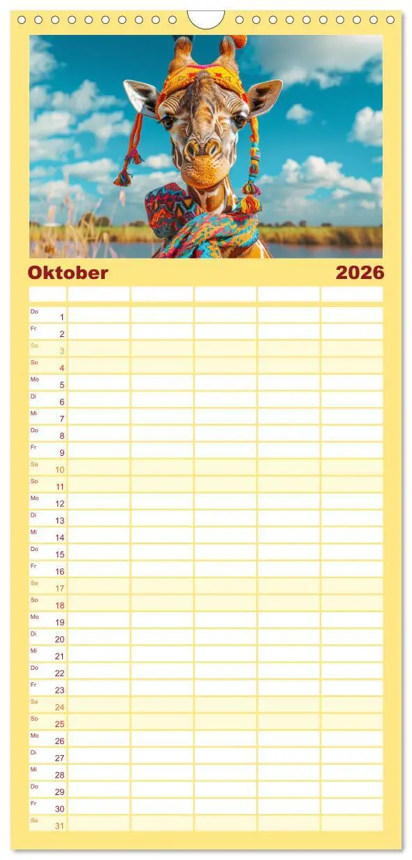 Bild: 9783516492552 | Familienplaner 2026 - Giraffen-Trend. Hals und Stil mit 5 Spalten...