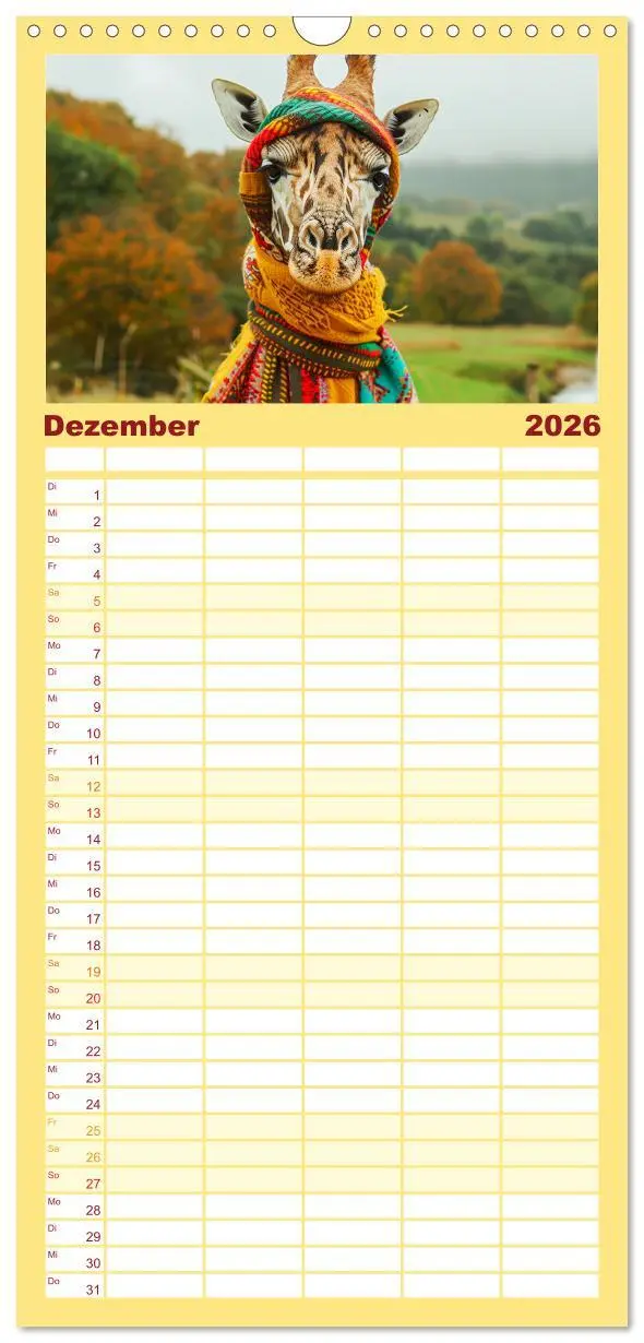 Bild: 9783516492552 | Familienplaner 2026 - Giraffen-Trend. Hals und Stil mit 5 Spalten...