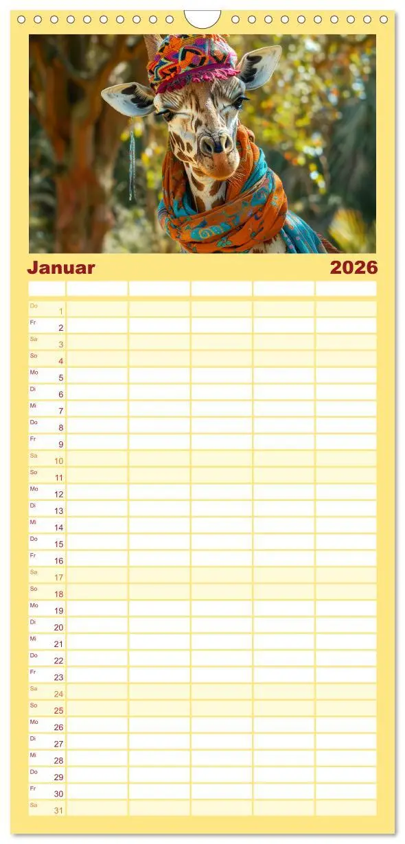 Bild: 9783516492552 | Familienplaner 2026 - Giraffen-Trend. Hals und Stil mit 5 Spalten...