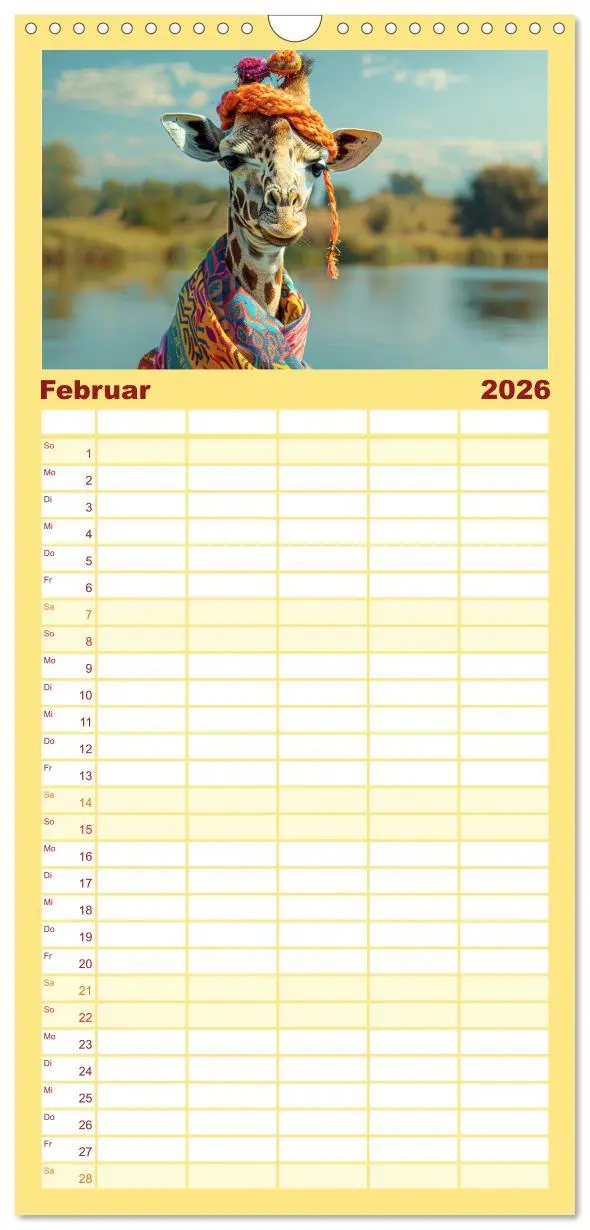 Bild: 9783516492552 | Familienplaner 2026 - Giraffen-Trend. Hals und Stil mit 5 Spalten...