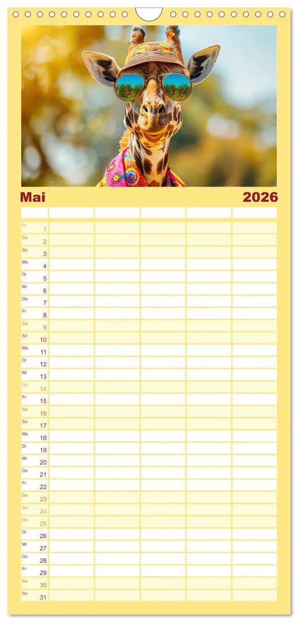 Bild: 9783516492552 | Familienplaner 2026 - Giraffen-Trend. Hals und Stil mit 5 Spalten...