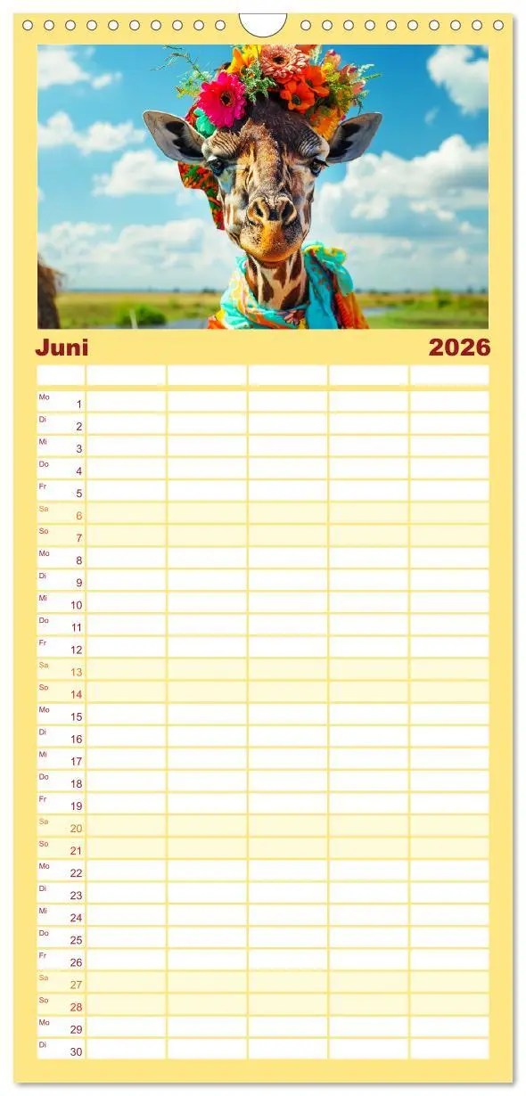 Bild: 9783516492552 | Familienplaner 2026 - Giraffen-Trend. Hals und Stil mit 5 Spalten...